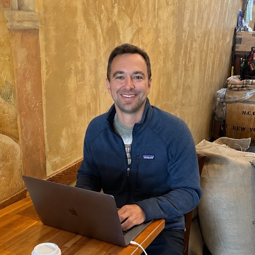 Where Bravo gets built, between refills Brad Vogel working on Bravo in a San Francisco coffee shop.